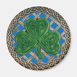 Íman Shamrock and Celtic Knots Magnet Blue
