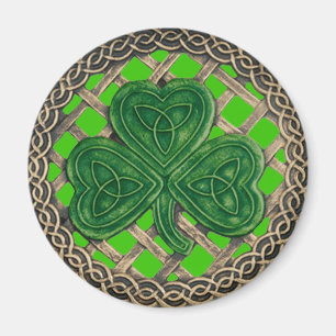 Íman Shamrock and Celtic Knots Magnet Green