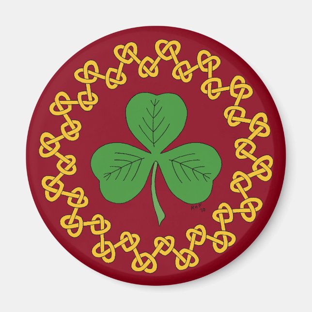 Íman Shamrock and Knotwork on Red (Frente)