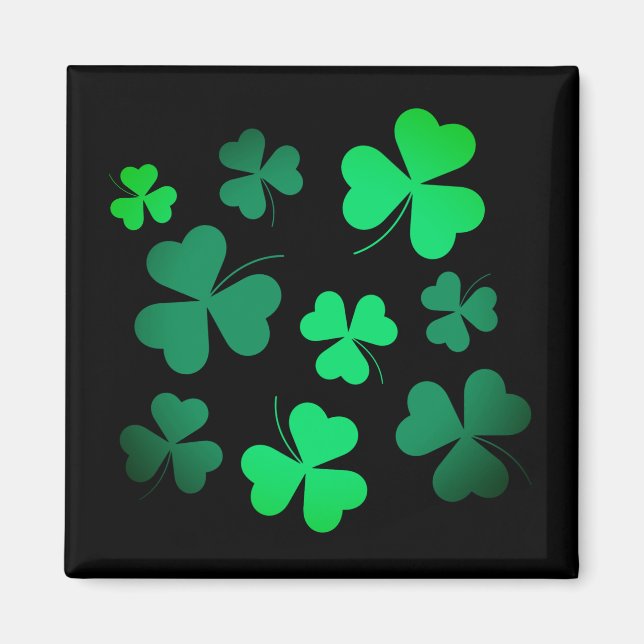 Íman Shamrock Clover Ireland Modern Green & Black (Frente)