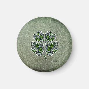 Íman Shamrock Colover  Dia de São Patrício Verde Couro 