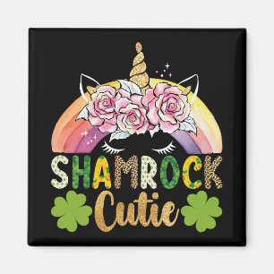 Íman Shamrock Cutie Dia de São Patrício Arco-Íris Unico