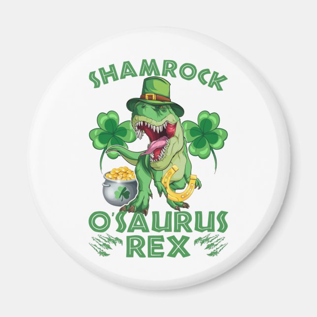 Íman Shamrock O'saurus Rex | Rua. Dia de Patrick (Frente)
