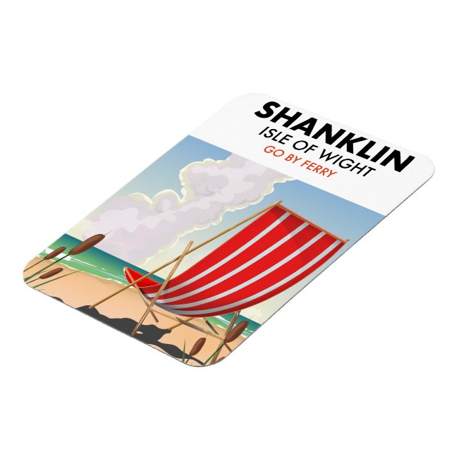 Íman Shanklin Beach, ilha de poster de viagens de peso. (Left Side)
