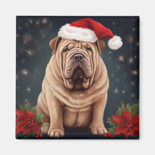 Íman Shar Pei Dog no Natal da Neve