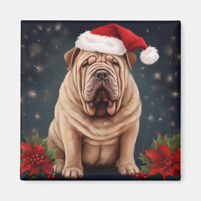 Íman Shar Pei Dog no Natal da Neve (Frente)