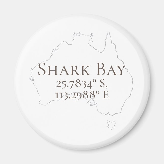 Íman Shark Bay Austrália Latitude & Longitude (Frente)