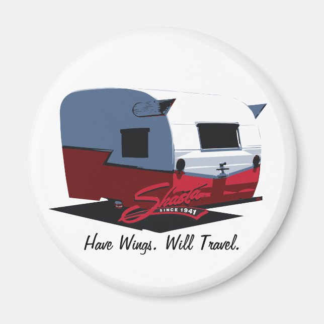 Íman Shasta Vintage Camper - Vermelho (Frente)