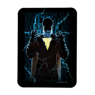 Íman SHAZAM! Tipografia dos raios Shazam e Abilidades