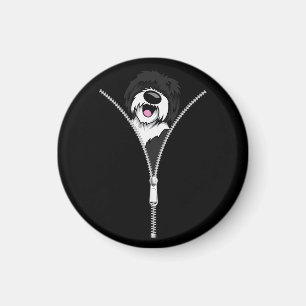 Íman Sheepadoodle Dog Zipper Funny Puppy Dog Proprietár
