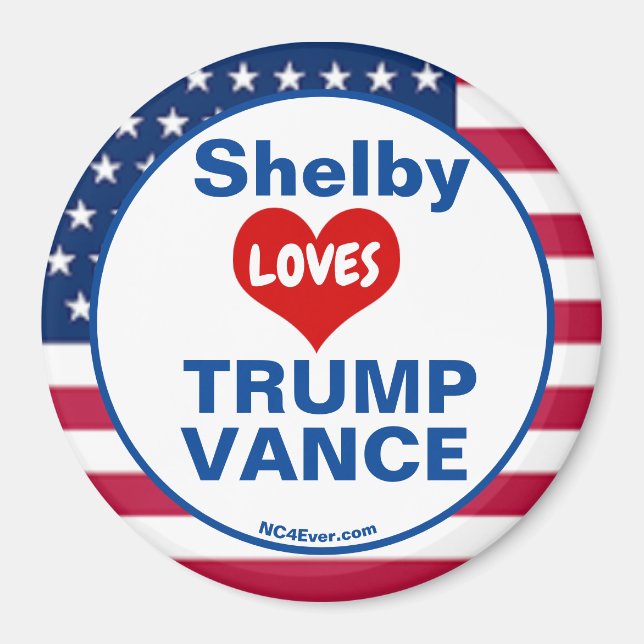 Íman Shelby LOVES TRUMP VANCE patriótico (Frente)