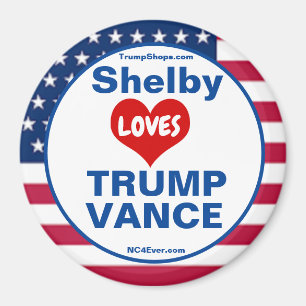 Íman Shelby LOVES TRUMP VANCE patriótico