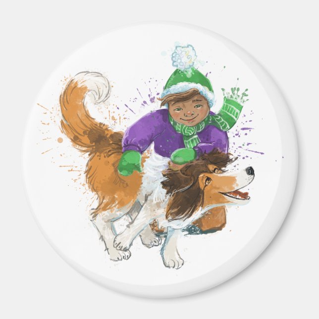 Íman Sheldon o Sheltie e Seu Menino (Frente)