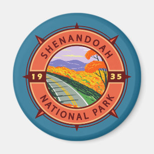 Íman Shenandoah National Park Retro Compass Emblem