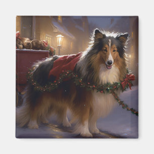Íman Shetland Sheepdog Christmas Fesason Season