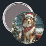 Íman Shetland Sheepdog Christmas Vintage Beach<br><div class="desc">Traga o calor dos feriados para a costa com esta charmosa design inspirada na vintagem, que apresenta um cão festivo sentado numa praia serena. Com um clássico toque de feriado de tons nostálgicos e vibrações costeiras, esta trabalho de arte captura a magia do Natal pelo mar. Perfeito para espalhar alegria...</div>