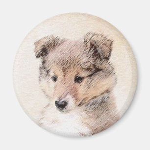 Íman Shetland Sheepdog Puppy Pintura Original