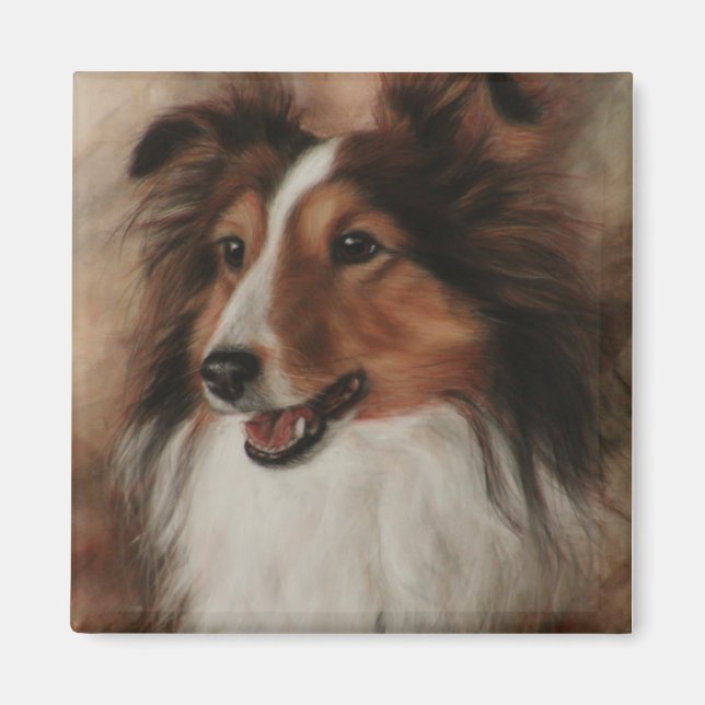 Íman Shetland Sheepdog Sheltie sorrindo (Frente)