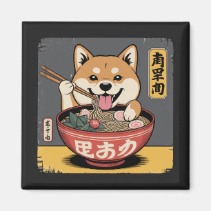 Íman Shiba Inu Cachorro Comendo Ramen