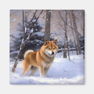 Íman Shiba Inu Deixe Nevar Natal