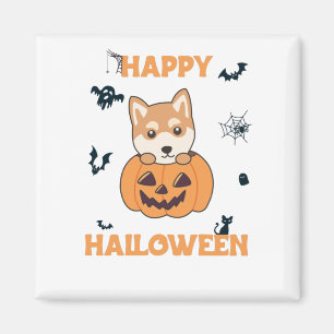 Íman Shiba Inu Em Pumpkin Cães Doce Feliz Dia das Bruxa