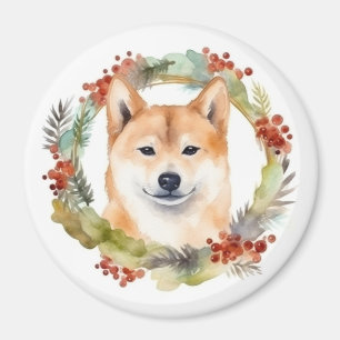 Íman Shiba Inu Wreath Festivo