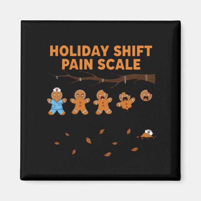 Íman Shift Nurse Pain Scale Funny Gingerbread Rn Christ (Frente)