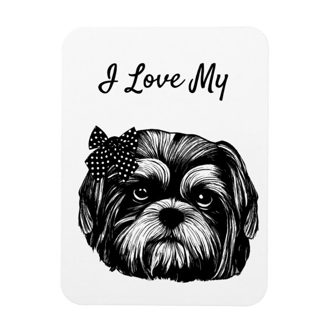 Íman Shih Tzu cão com bolinhas arco Arte Original (Vertical)