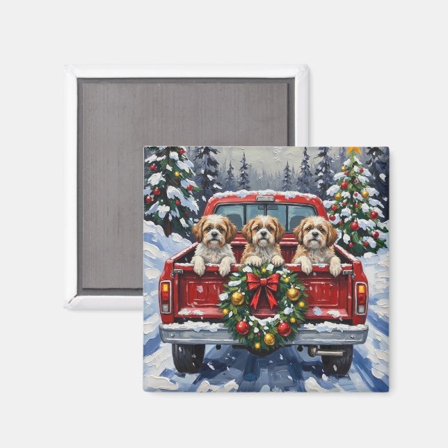 Íman Shih Tzu Christmas Red Truck Holiday (Front/Back)