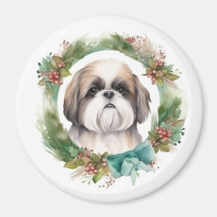 Íman Shih Tzu Christmas Wreath Festivo Pup