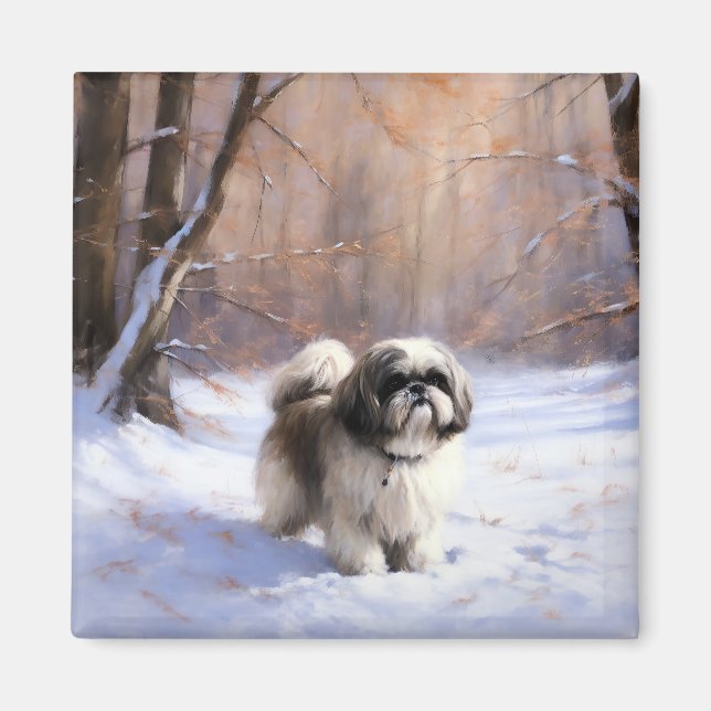 Íman Shih Tzu Deixe-O Neve Natal (Frente)