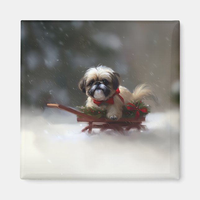Íman Shih Tzu Natal neve inverno (Frente)