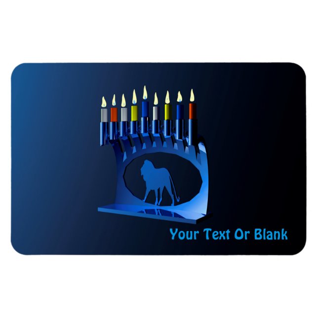 Íman Shiny Blue Chanukkah Menorah (Horizontal)