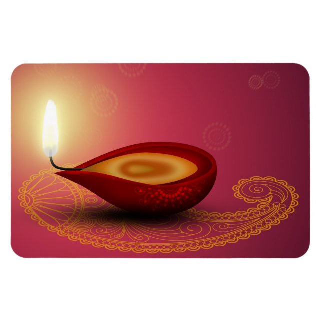 Íman Shiny Happy Diwali Diya - Magnet flexível (Horizontal)