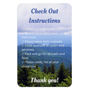 Íman Short term Rental Checkout Instructions Mountains
