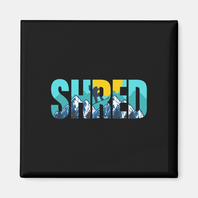 Íman Shred Mountain Snowboard Slopes Sunset Gráfico (Frente)