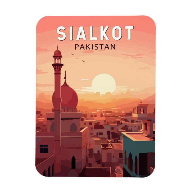 Íman Sialkot Pakistan Viagem Art Vintage (Vertical)