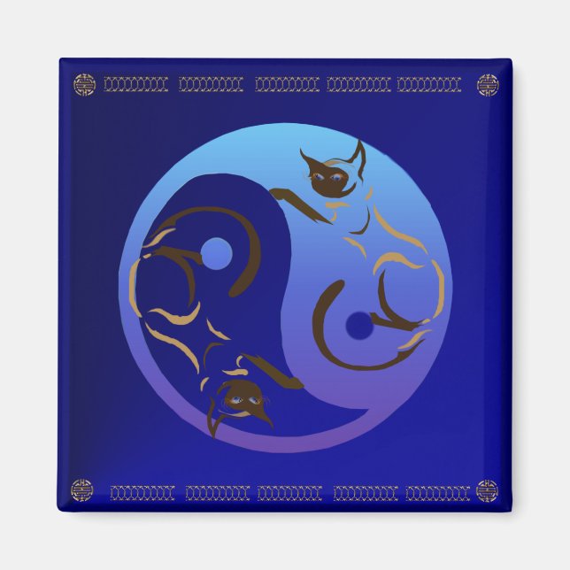 Íman Siamese Cat Yin e Yang Magnet (Frente)