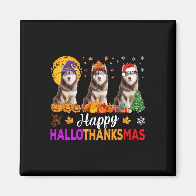 Íman Siberian Husky Dog Halloween HalloObrigado (Frente)