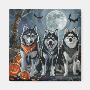 Íman Siberian Husky Halloween Assustador