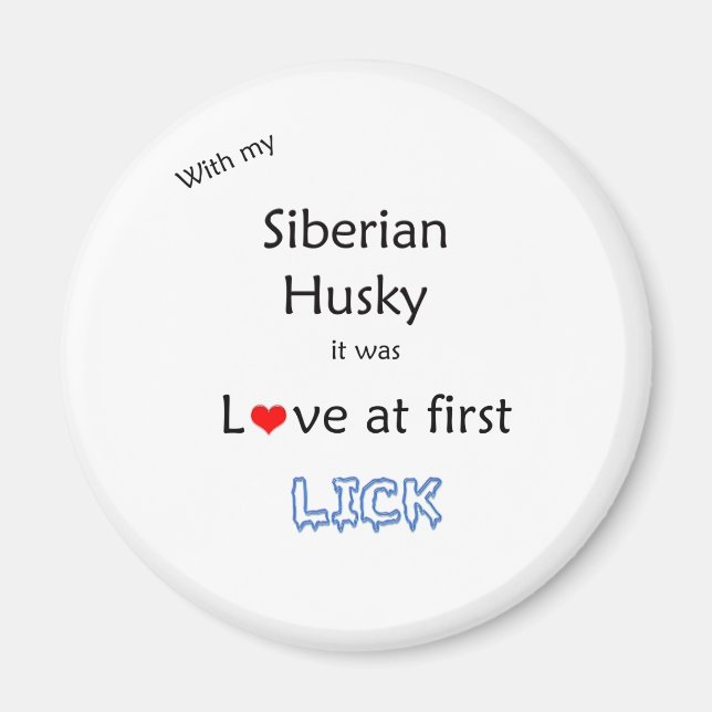 Íman Siberian Husky Love in First Lick - Magnet (Frente)