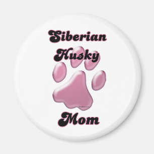 Íman Siberian Husky Mãe Pawprint Rosa - Magnet