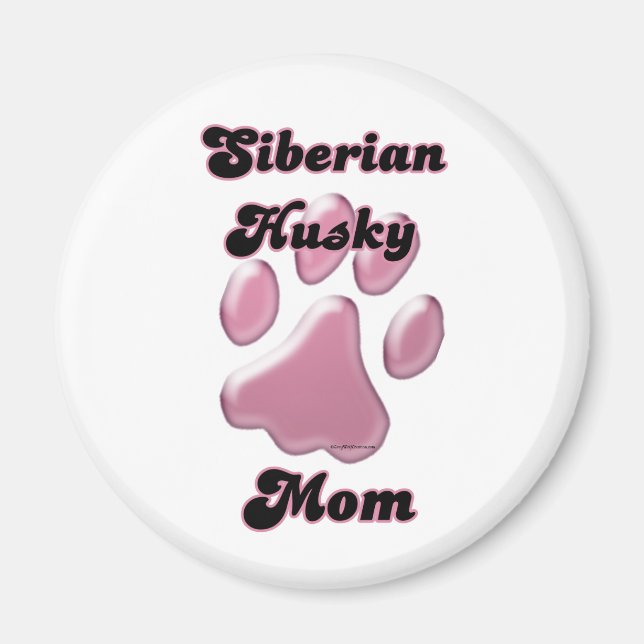 Íman Siberian Husky Mãe Pawprint Rosa - Magnet (Frente)