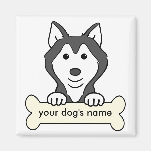 Íman Siberian Husky Personalizado (Frente)