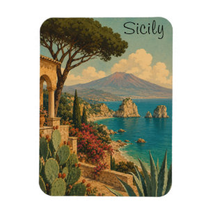 Íman Sicília Itália Vintage Viagem Ilha Mediterrâneo