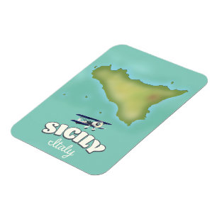 Íman Sicily Italy vintage style map