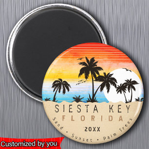 Íman Siesta Key Florida Beach Retro Sunset Souvenir 80