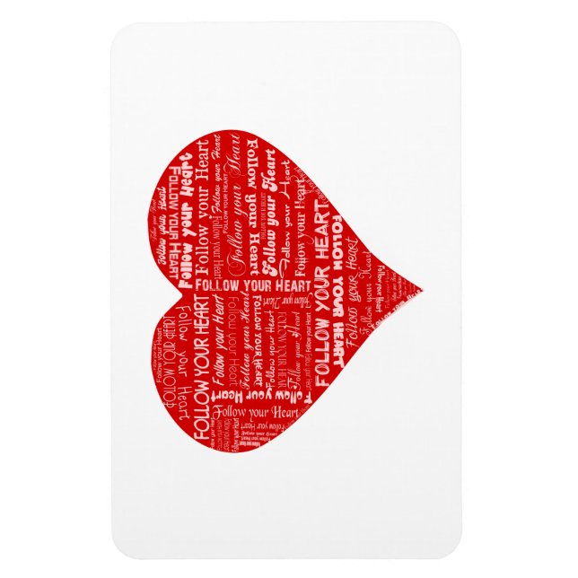 Íman Siga seu coração - coração vermelho e branco (Vertical)