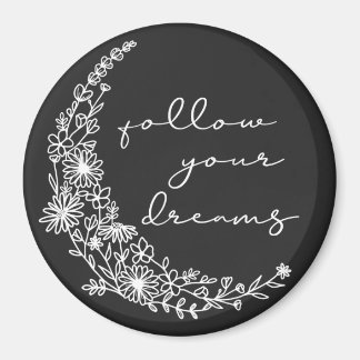 Íman Siga seus sonhos, Lua Floral em Branco