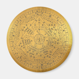 Íman Sigillum Dei Aemeth Sigil Occult Pentagram Dourado